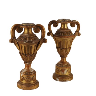 Paire de Vases en Style Néoclassique Bois Italie XIXe Siècle