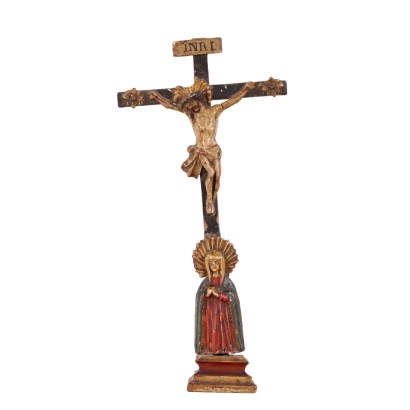 Carved and Lacquered Wood Crucifix