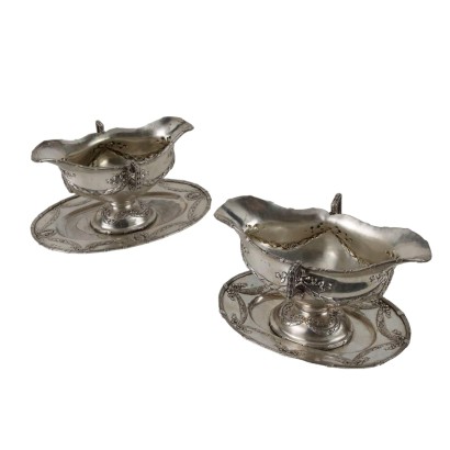 Pair of Rosenau Silver Gravy Boats