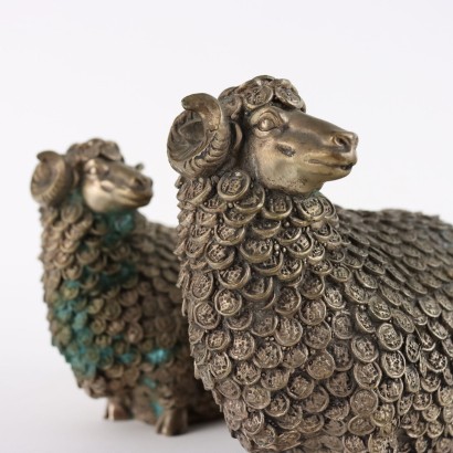 Pair of Rams in Metal