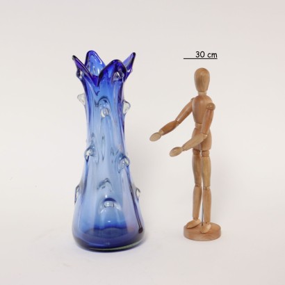 Vase en verre bleu