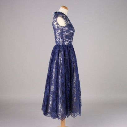 Robe Vintage en Dentelle Bleue