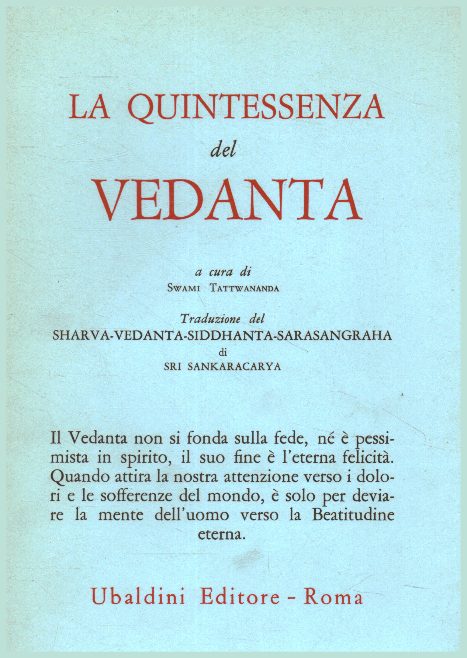 La quintessence du Vedanta