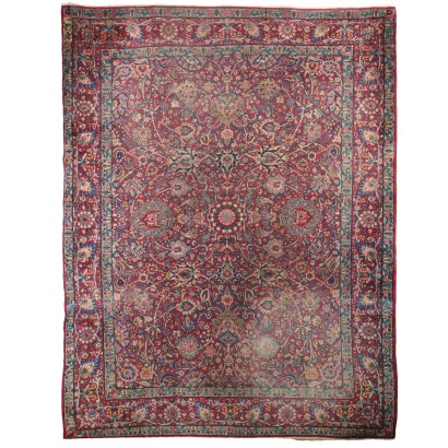 Tapis Ancien Asiatique Coton Laine Noeud Extra-Fin