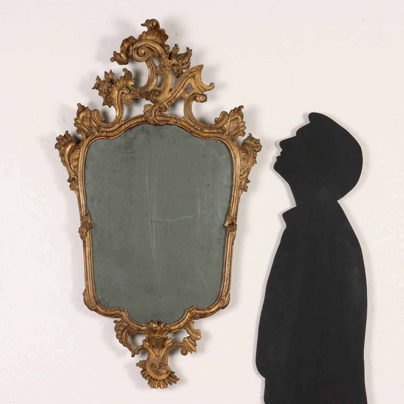 Espejo de mesa de estilo palacio francés rústico, marco de tallado