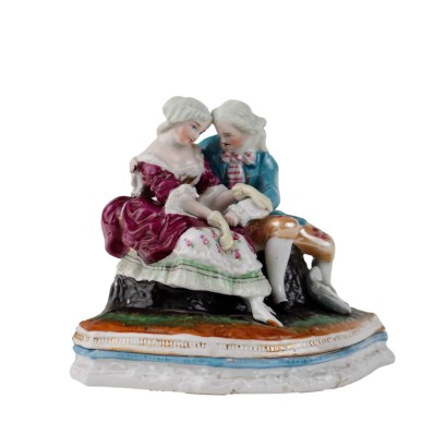 Encrier Ancien Vieille Paris 1860 Porcelain Décorations Scène Galante