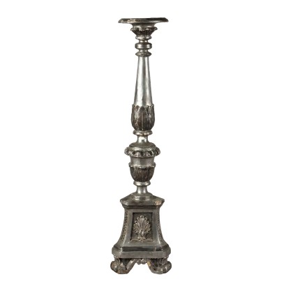 Ancient Candle-Holder Carved Wood Italy XX Century