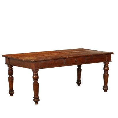 Table Ancienne en Sapin avec Tiroir Italie XIXe-XXe Siècle