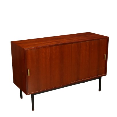 Vintage 1960s Sideboard Teak Veneer Brass Italy