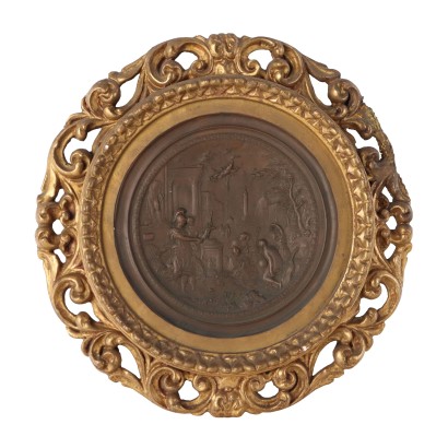 Copper round with tablet frame