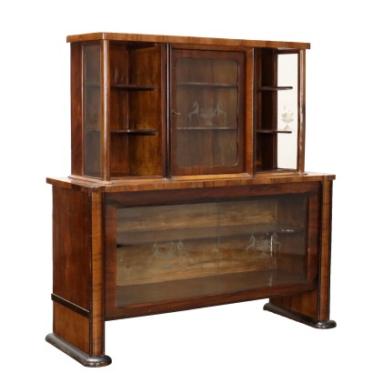 Vintage 1920s-30s Display Cabinet Walnut Italy