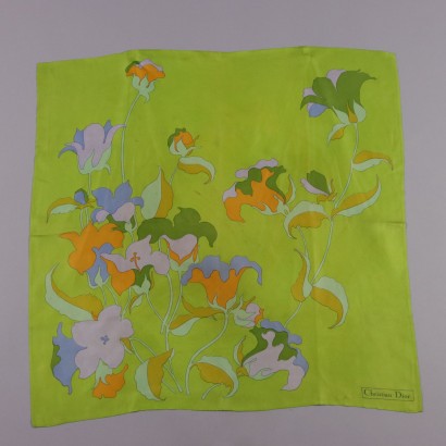 Vintage Scarf Christian Dior Silk Flower Decorations France