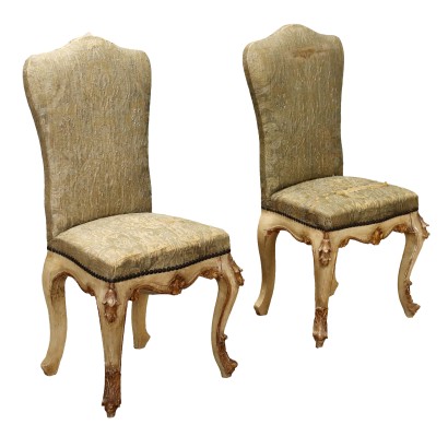 Pair of Antique Baroque Style Chairs Wood Italy XIX Century