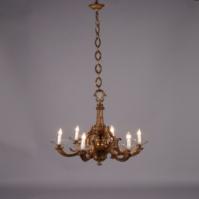 Lustre Ancien en Bronze Doré France XIXe-XXe Siècle