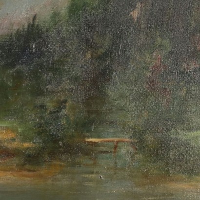 Peinture de paysage avec lac de montagne