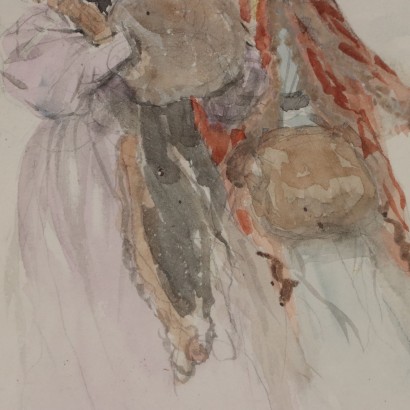 Aquarelle Portrait de deux jeunes femmes