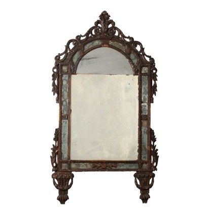 Antiker Neoklassizistischer Spiegel Versilbertes Holz des XVIII Jhs