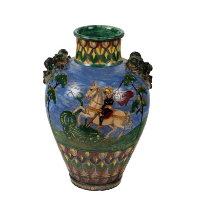 Great Antique Vase Man. Aretini Ceramic Italy XX Century