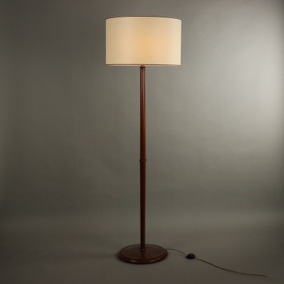 Vintage Stehlampe Buchenholz Stoff Italien der 50er-60er Jahre