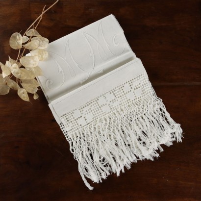 Antique Towel White Linen Italy XX Century