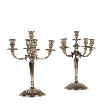 Pareja de Candelabros de Plata Manifattura Milano