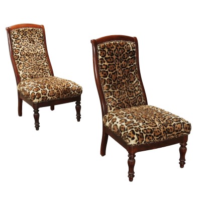 Paire de chaises en tissu imprimé animalier