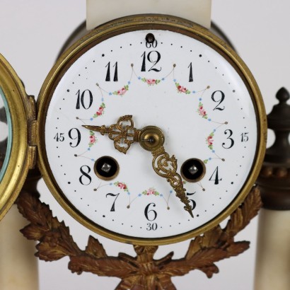 Triptych Clock in Bronze and Bi Marble