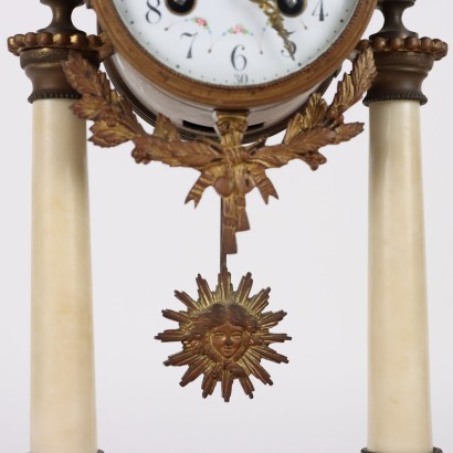 Trittico Orologio in Bronzo e Marmo Bi