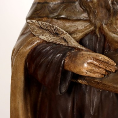 WOODEN SCULPTURE, Saint Augustine Bishop Sculpture Li