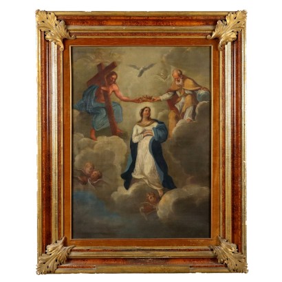 Antique Painting with Religious Subject Oil on Canvas XVII Century