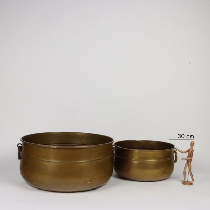 Two Large Brass Cachepots