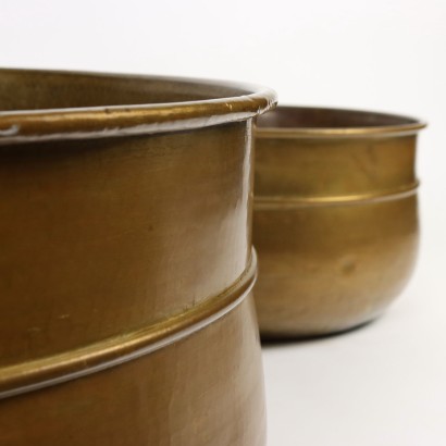 Two Large Brass Cachepots