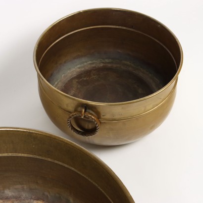 Two Large Brass Cachepots