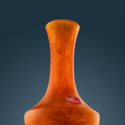 Vasetto arancio Daum,Vaso daum con Scarabeo