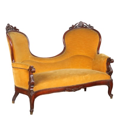 Canapé Ancien en Style Rococo Bois Italie XIXe Siècle