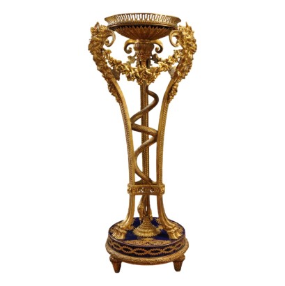 Tréteau en bronze doré avec base en p, Porte-vase tripode