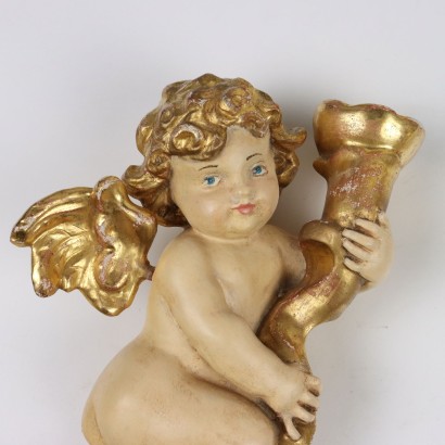 Pair of Carved Wooden Cherubs