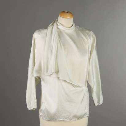 Ungaro Chemise Vintage en Soie Blanche Taille 42 France Années 80