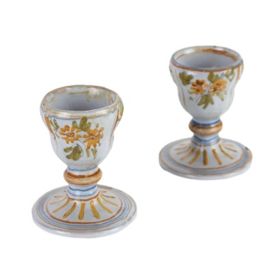 Pair of Majolica Goblets Giacomo B