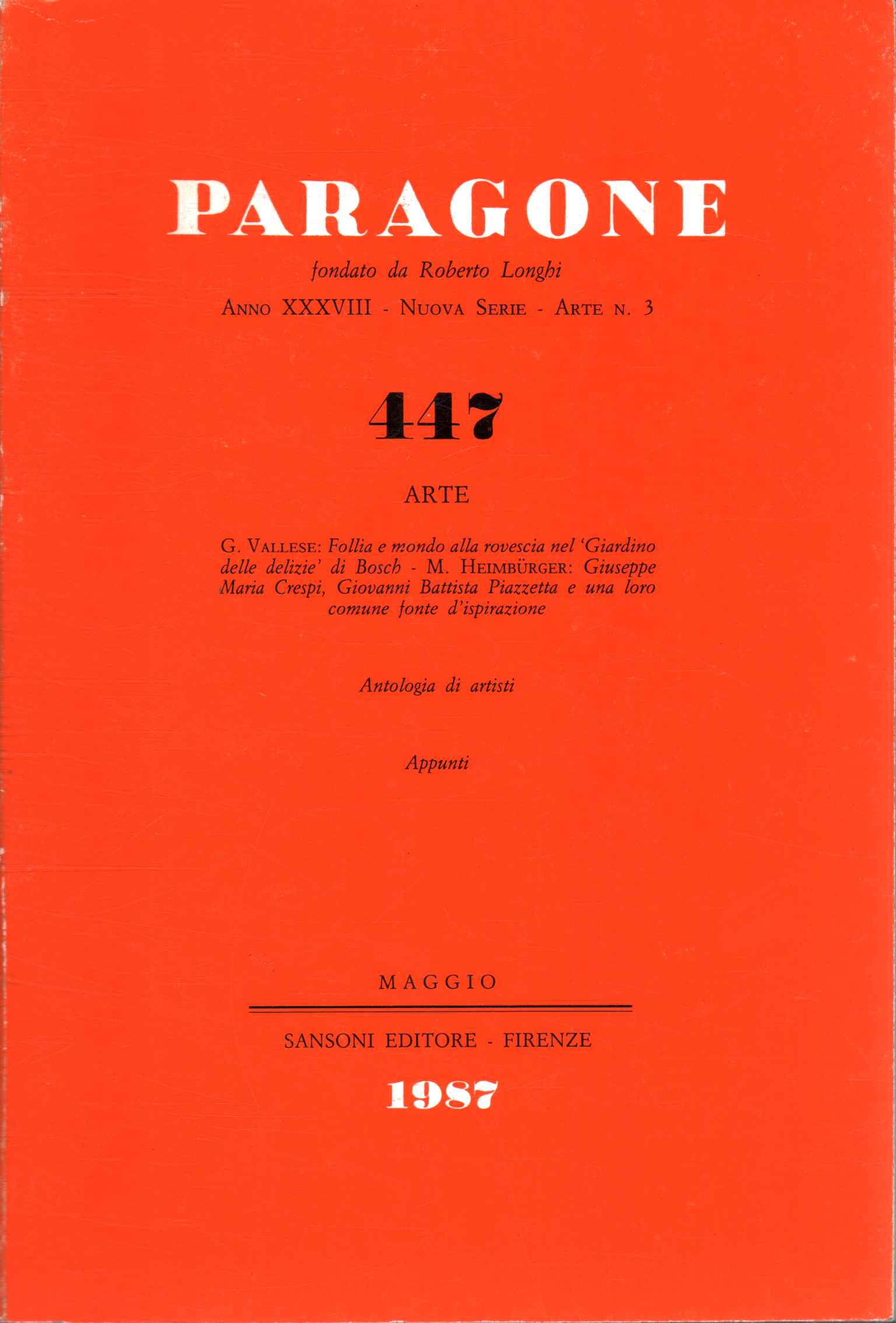 Paragone. Arte (Anno XXXVIII Numero 3(4