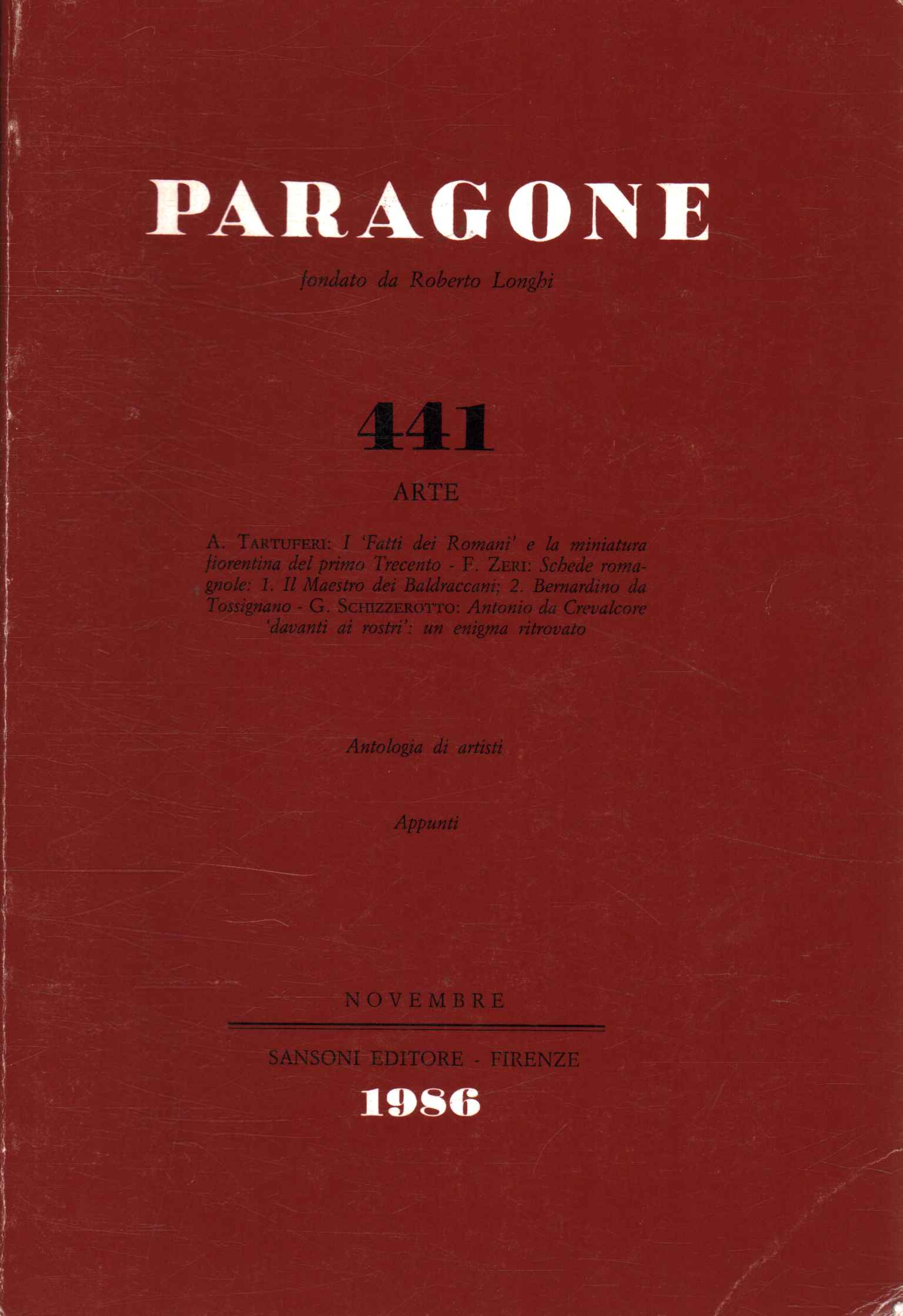 Paragone. Arte (Anno XXXVII Numero 441,