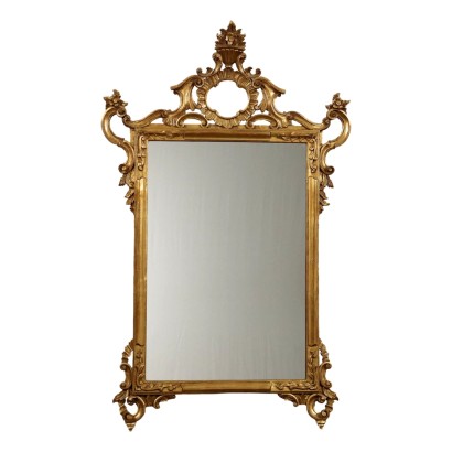 Miroir Ancien en Bois Doré Italie du XXe Siècle