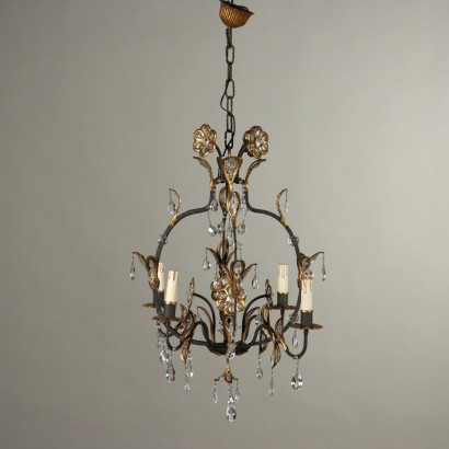 Antique Chandelier Glass Metal Italy XX Century