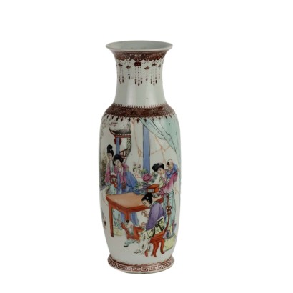 Vase Ancien en Porcelaine Colorée Chine Républicaine XXe Siècle