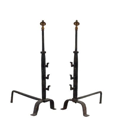 Pair of wrought iron andirons