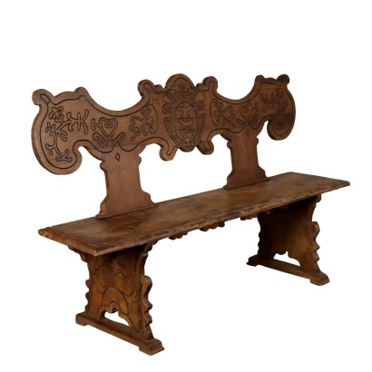 Banc Baroque Ancien en Noyer Italie XVIIIe Siècle