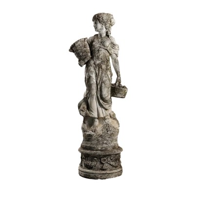 Antique Garden Sculpture Woman Stone Italy XX Century