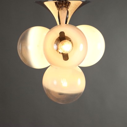 Vintage 1960s Ceiling Lamp Metal Glass Italy