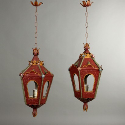 Pair of Painted Lanterns