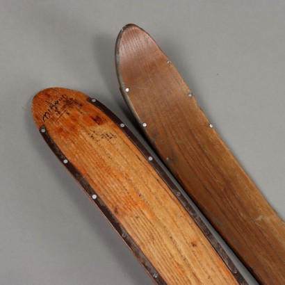 Wooden Skis with Kandahar Bindings